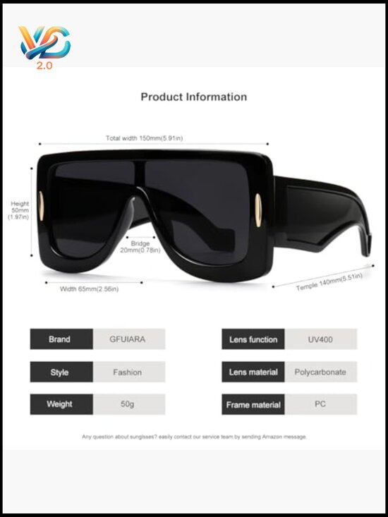 Oversized Flat Top Shield Sunglasses UV Protection Unisex Adult Square